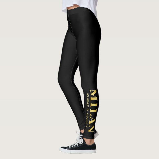 Lux Gold Milan Latitude & Longitude Black Leggings (Links)