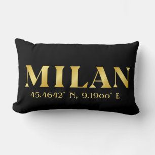 Lux Gold Milan Latitude & Longitude Black Lendenkissen