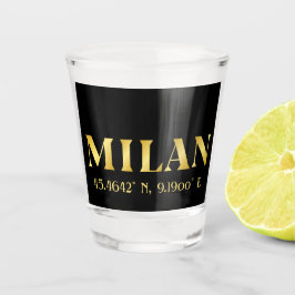Lux Gold Milan Latitude & Longitude Black Schnapsglas