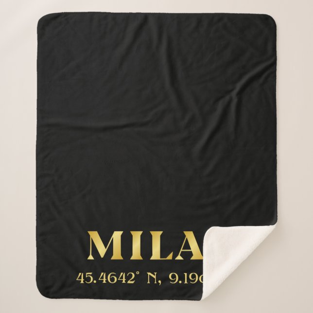 Lux Gold Milan Latitude & Longitude Black Sherpadecke (Vorderseite)
