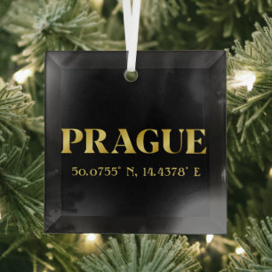 Lux Gold Prag - Breitengrad und Länge Ornament Aus Glas