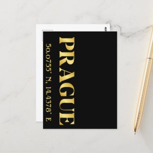 Lux Gold Prag - Breitengrad und Länge Postkarte