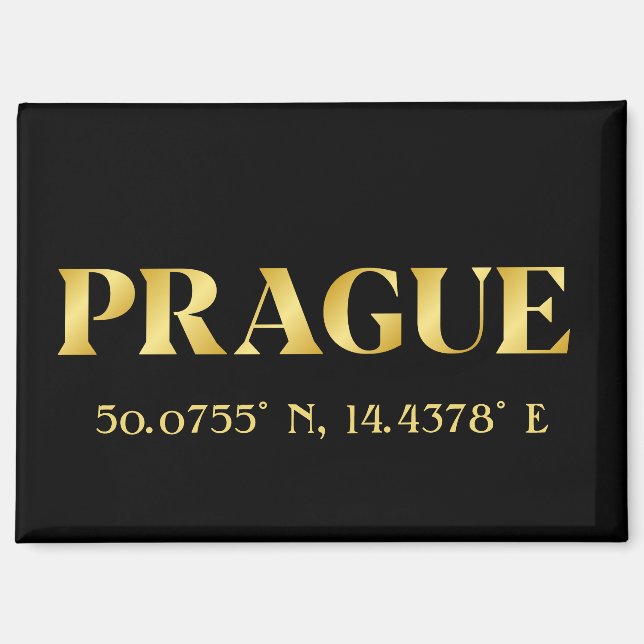 Lux Gold Prague Latitude & Longitude  Magnet (Vorderseite)