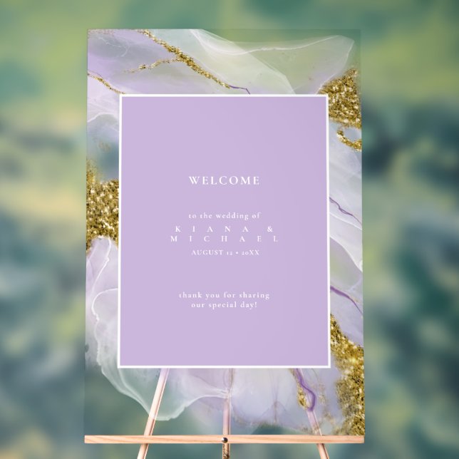 Lux Ink Lavender Abstrakt Welcome ID990 Acrylschild (Neutral)