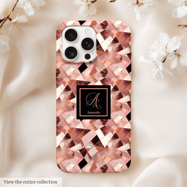 Lux iPhone 15 Case Rose Gold & Black Personalized (Lux iPhone 15 Case Rose Gold & Black Personalized)