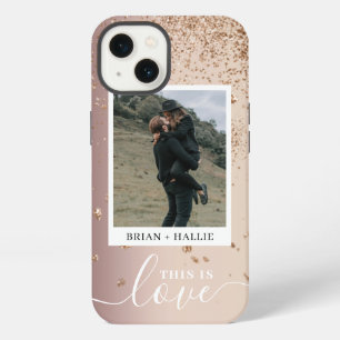 Lux Paarfoto Rose Gold Glitter iPhone 13 Hülle