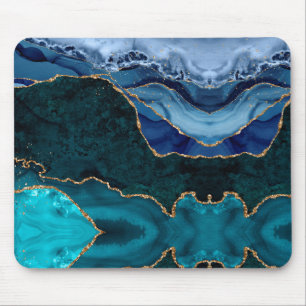 Lux Peacock Agate & Gold Mousepad