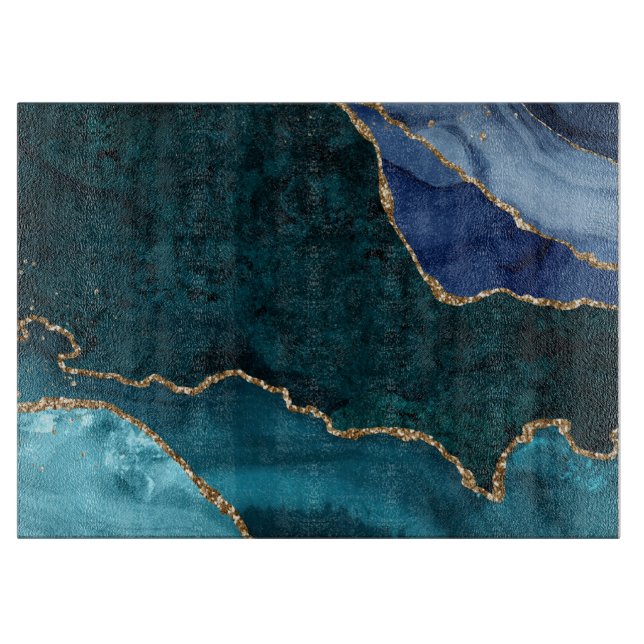 Lux Peacock Agate & Gold Schneidebrett (Vorderseite)