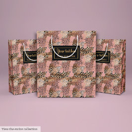 Lux pink and gold leopard skin birthday gift bag mittlere geschenktüte