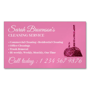Lux Pink Glitz Glam Reinigungsdienst Janitorial Magnetische Visitenkarte