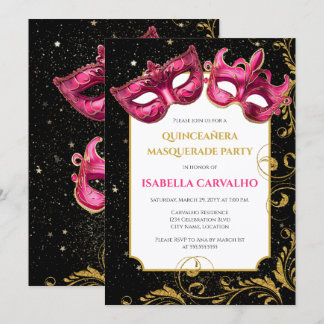 Lux Quinceañera Masquerade Party Einladung