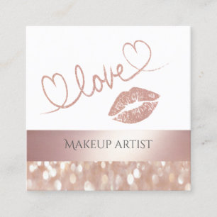 Lux Rose Goldlips glitterige Kalligraphie Liebe Quadratische Visitenkarte