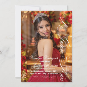 Lux und elegantes Foto Quinceanera Gold Einladung