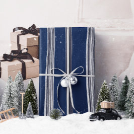 Lux Weihnachtsweiße Streifen auf blauem Wrapping P Geschenkpapier
