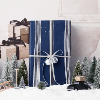 Lux Weihnachtsweiße Streifen auf blauem Wrapping P Geschenkpapier