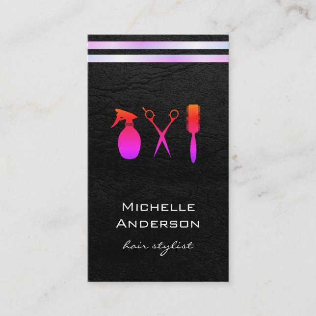 Lux White Stripes Ritzy Black Visitenkarte (Vorderseite)