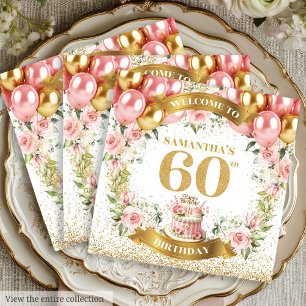 Luxe 60. Geburtstag Napkins Watercolor Gold Glitze Serviette