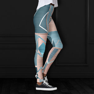 Luxe Abstrakt   Rose rot und Aquamarin geometrisch Leggings