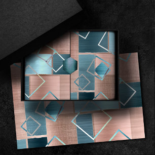 Luxe Abstrakt Rose rot und Aquamarin geometrisch Seidenpapier