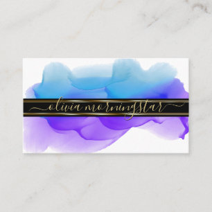 Luxe Abstrakte Aquarellfarben Tinten Indigokobalt Visitenkarte