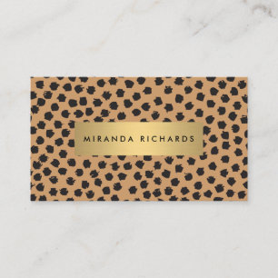Luxe Animal Print Confetti Dots mit Gold Bar Visitenkarte