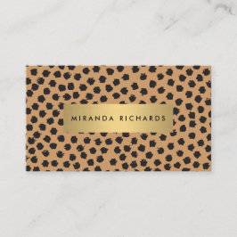 Luxe Animal Print Confetti Dots mit Gold Bar Visitenkarte