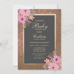 Luxe Aquarellblüten: Moderne Babydusche Einladung