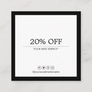 Luxe B&W Rabatt der Minimalistischen modernen Quadratische Visitenkarte