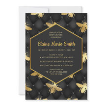 Luxe Black and Gold Honey Bee Baby Shower