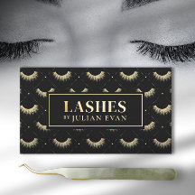 Luxe Black and Gold Lash Stylist Business Card