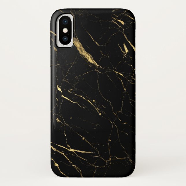 Luxe Black and Gold Marmor Case-Mate iPhone Hülle (Rückseite)