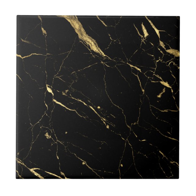 Luxe Black and Gold Marmor Fliese (Vorderseite)