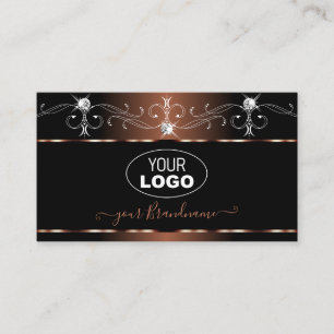 Luxe Black Brown Squiggles Sparkle Jewels Logo hin Visitenkarte