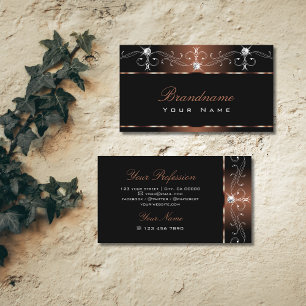 Luxe Black Brown Squiggles Sparkle Jewels Luxury Visitenkarte