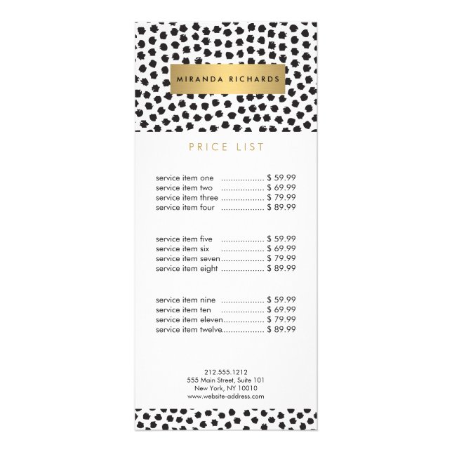 Luxe Black Confetti Dots II mit Gold Bar Werbekarte (Vorne)