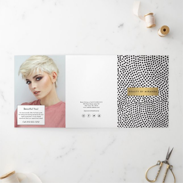 Luxe Black Confetti Dots mit Gold Bar Broschüre (Außenbereich)