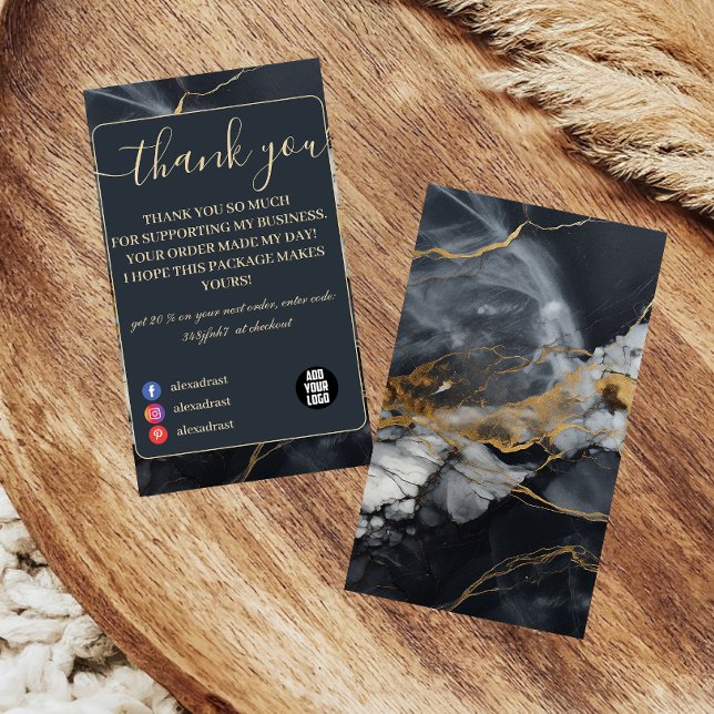 Luxe Black Gold Branding Dankeskarte (Von Creator hochgeladen)