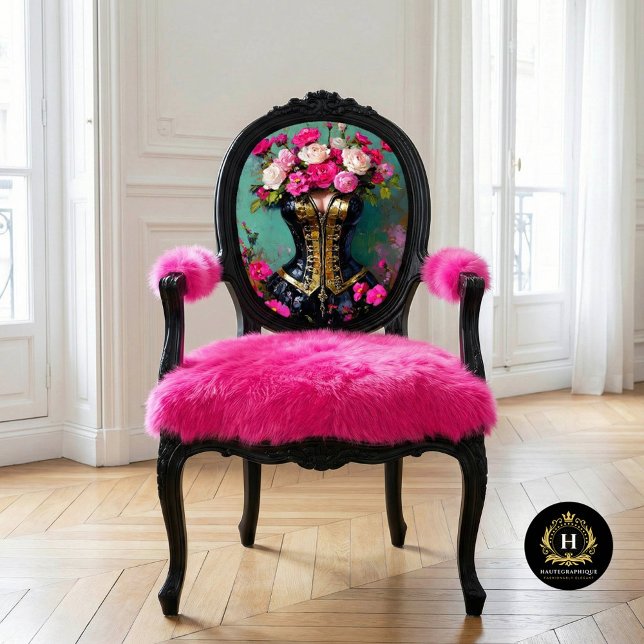 Luxe Black Gold Corset Pink Floral Decoupage Seidenpapier (Von Creator hochgeladen)