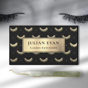 Luxe Black Gold Eyelash Stylist Business Card Visitenkarte