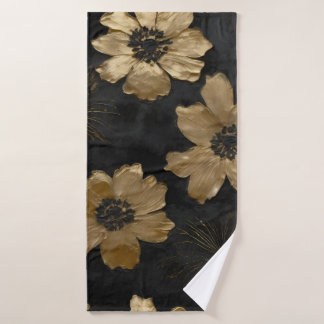 Luxe Black Gold Floral Wohngestaltung Badehandtuch