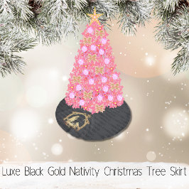 Luxe Black Gold Krippe Weihnachten Polyester Weihnachtsbaumdecke