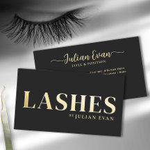 Luxe Black Gold Lash Technician Business Card