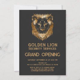 Luxe Black Gold Lion Business Logo Grand Opening Einladung
