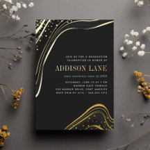 Luxe Black & Gold Liquid Marble Graduation Party