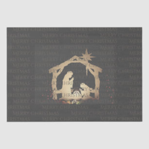 Luxe Black Gold Nativity Frohe Weihnachten Seidenpapier