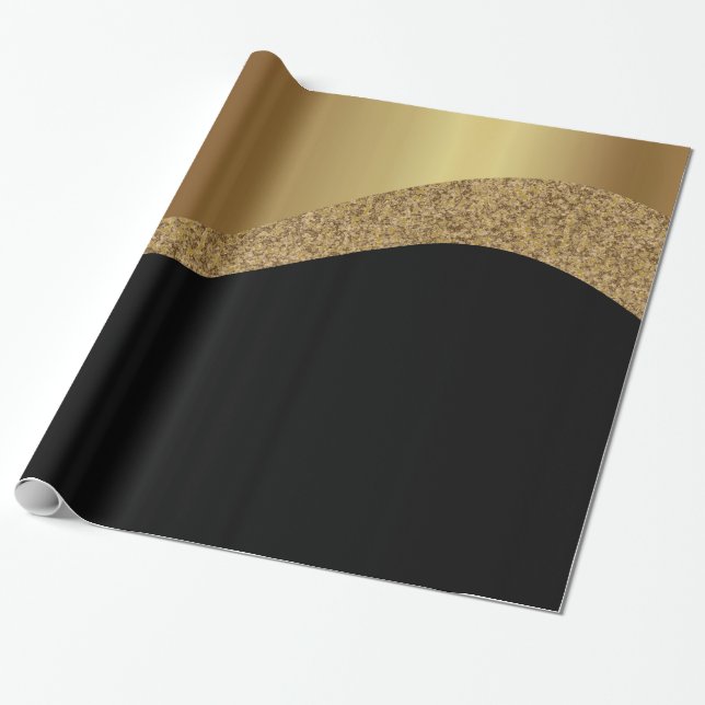 LUXE BLACK GOLD PATTERN WRAPPING PAPER GIFT WRAP GESCHENKPAPIER (Ungerollt)