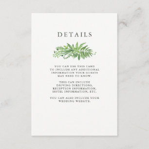 Luxe Blätter Grüne botanische Hochzeitgäste Detail Begleitkarte