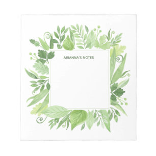 Luxe Blätter   Grüner botanischer Rahmen Notizblock