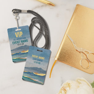 Luxe Blau Gold Türkis Landschaft VIP All Access Pa Ausweis