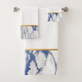 LUXE BLAUE WHUE MARBLE GOLD BADEZIMMER TOWEL SET